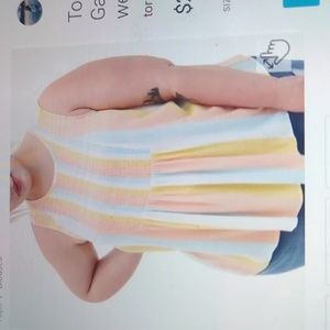 Torrid Multi Pastel Striped Gauze Smocked Tank 0